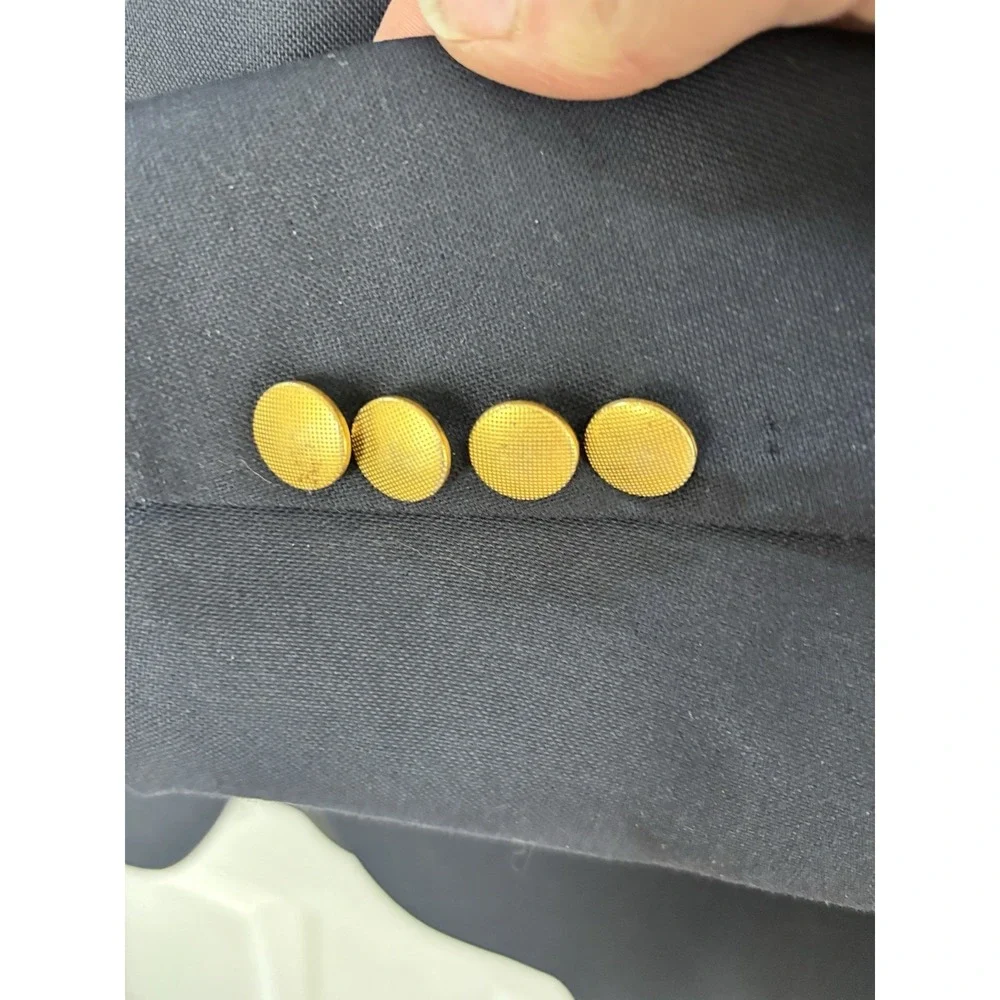 Lands' End 40R Gold Button‎ 100% Wool Blazer Sport Coat Jacket Navy Blue Preppy